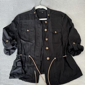 White House Black Market Black Button Detail Lightweight Jacket, Size 6.